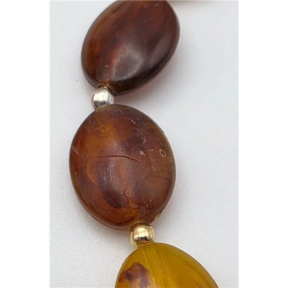 Brown Faux Amber Lucite Bead Necklace 35